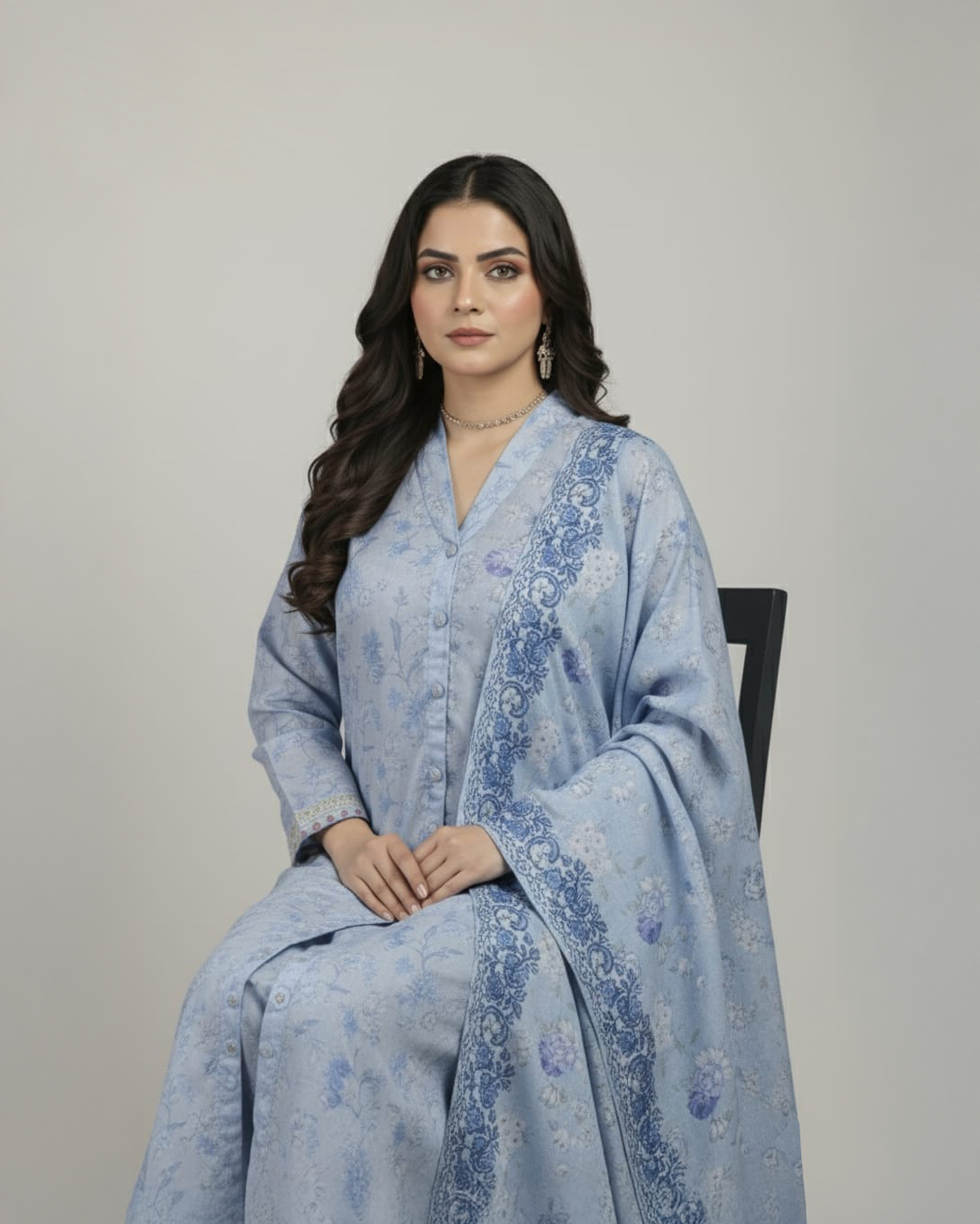 Pastel Lilac Floral Suit - 3 Piece | Deenos by Mahrukh Mehdi