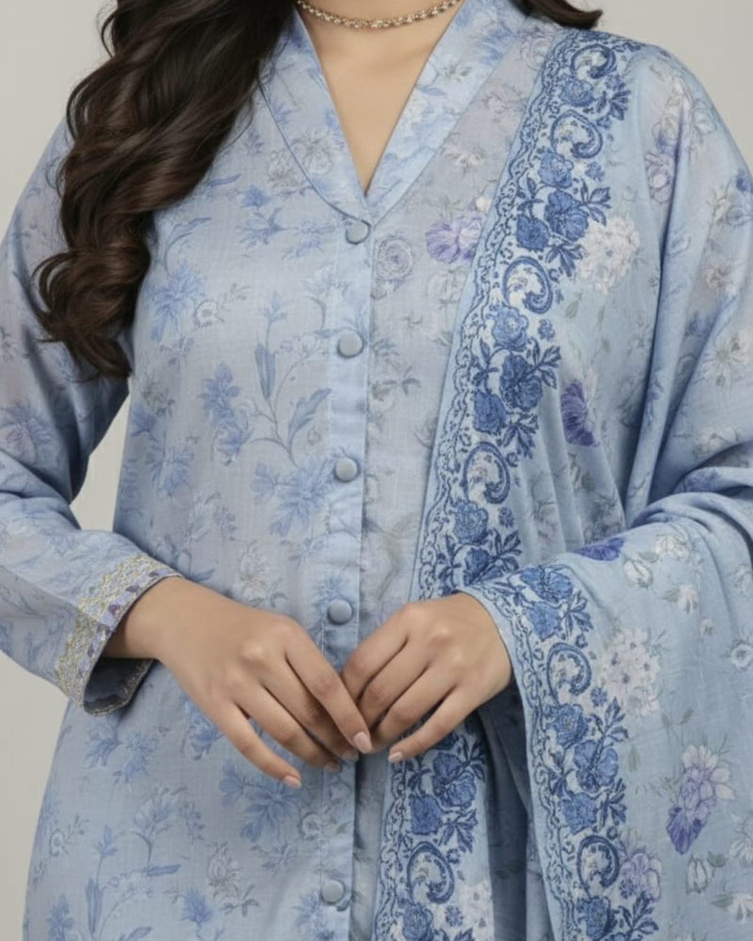 Pastel Lilac Floral Suit - 3 Piece | Deenos by Mahrukh Mehdi