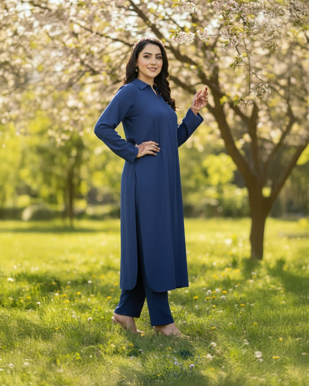 Deep Purple Solid 2-Piece Suit – Kurta & Trouser