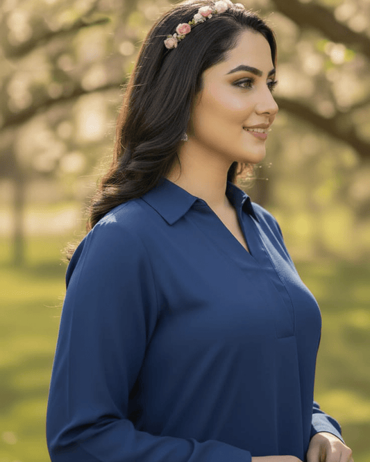 Deep purple solid 2-piece kurta and trouser set