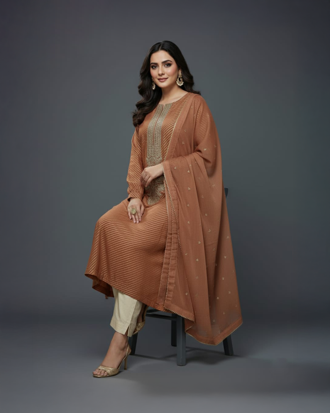 2 Piece Janaan Embroidered Shirt and Dupatta