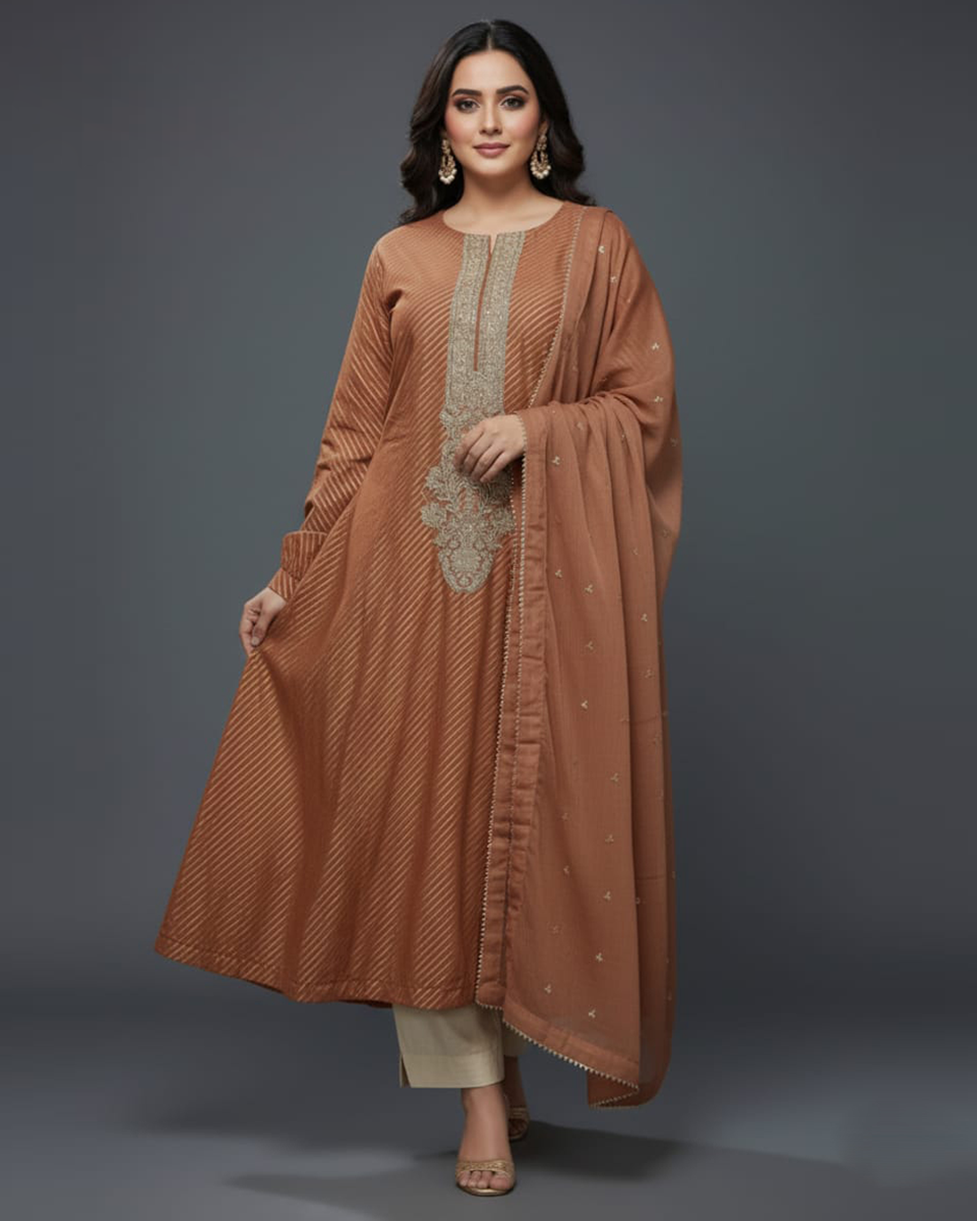 2 Piece Janaan Embroidered Shirt and Dupatta
