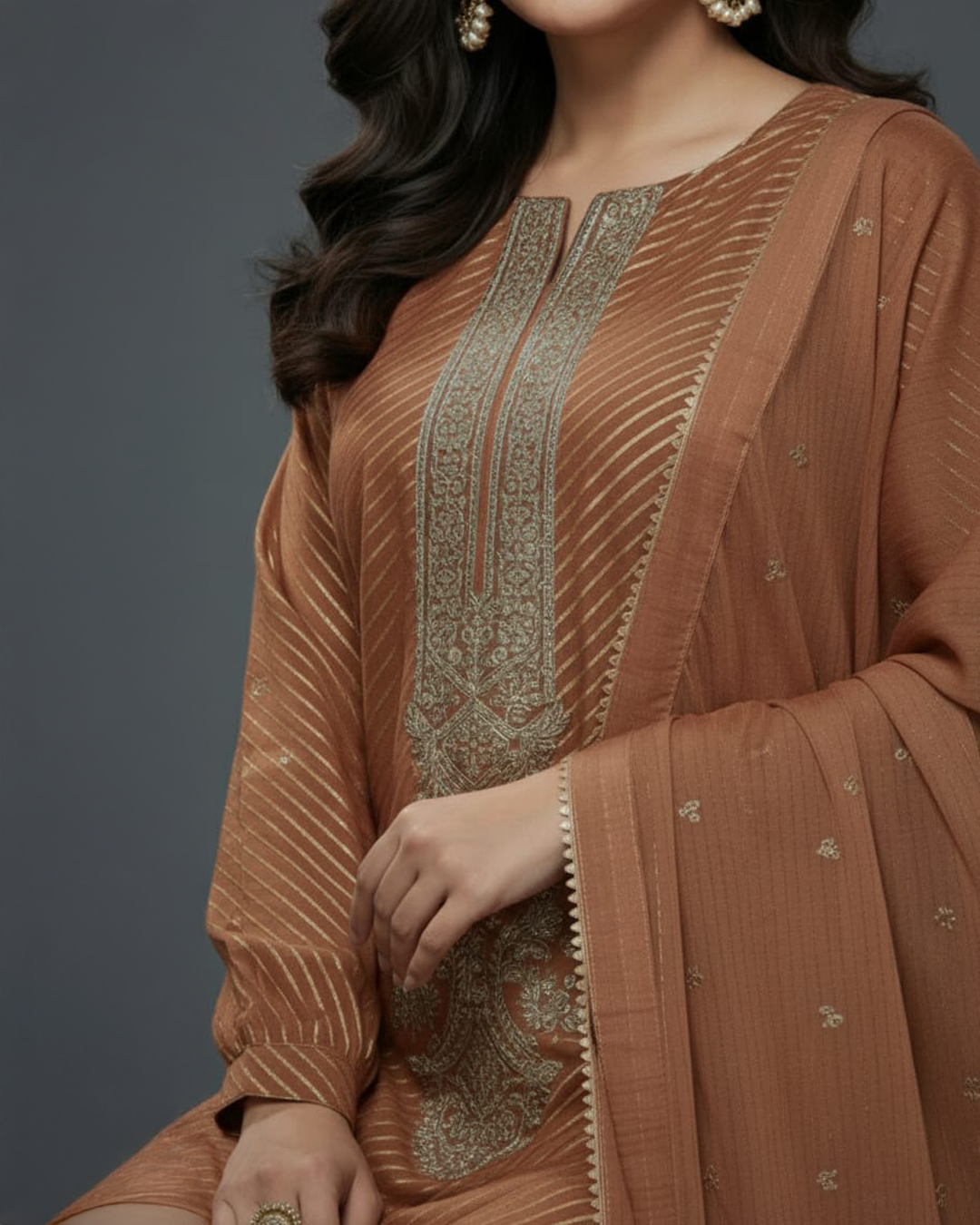 2 Piece Janaan Embroidered Shirt and Dupatta
