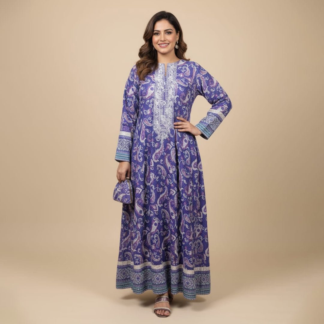 Ladies kurta Pakistani style in purple - women clothing pk fashion