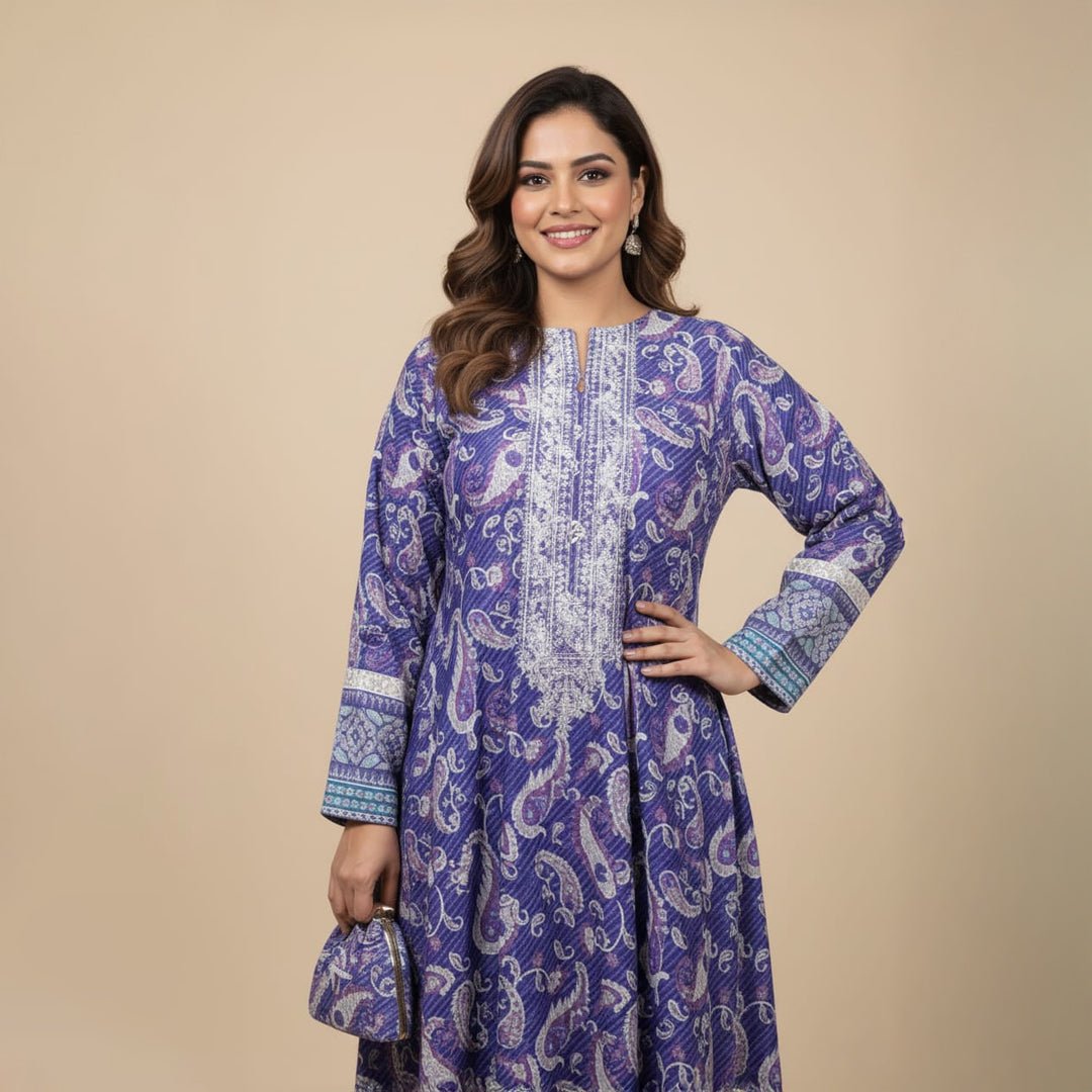 Ladies kurta Pakistani style in purple - women clothing pk fashion