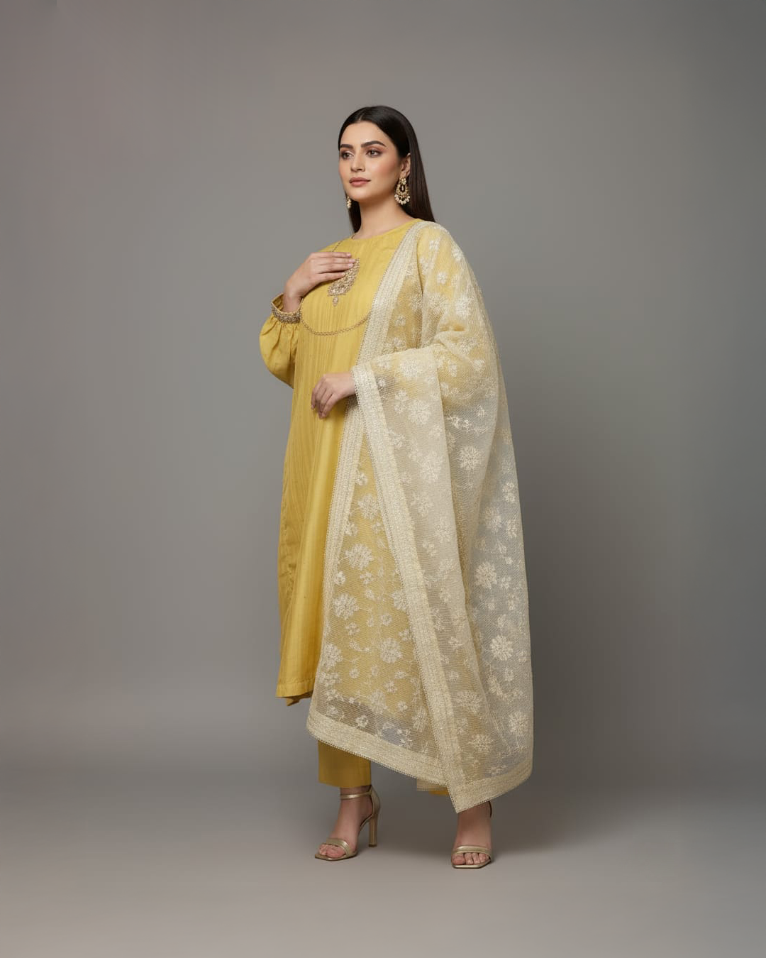 2 Piece Luxury Mukesh Shirt and dupatta heavy embroidered