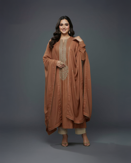 2 Piece Janaan Embroidered Shirt and Dupatta