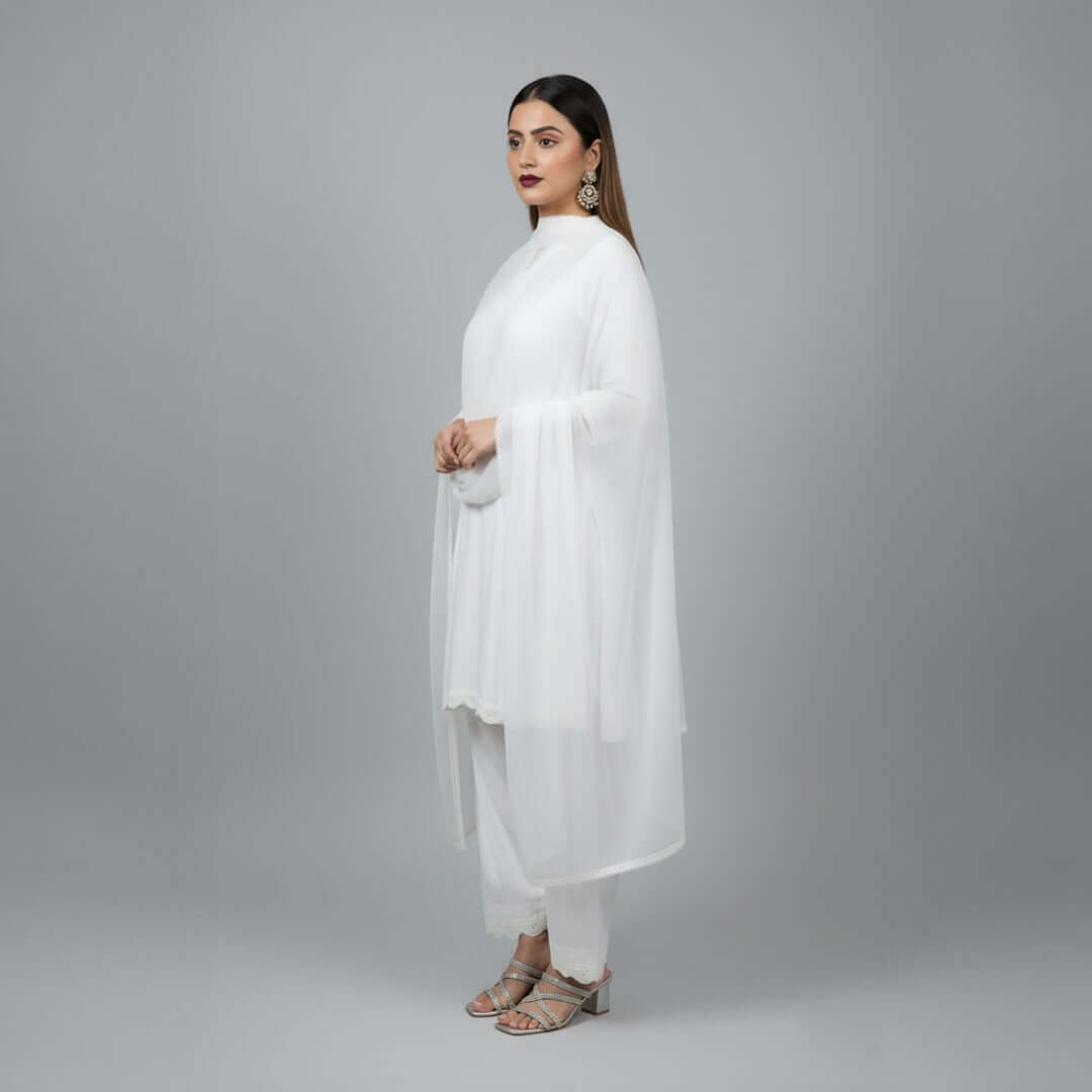 Luxe White - 3 Piece Embroidered Suit - Deeno's