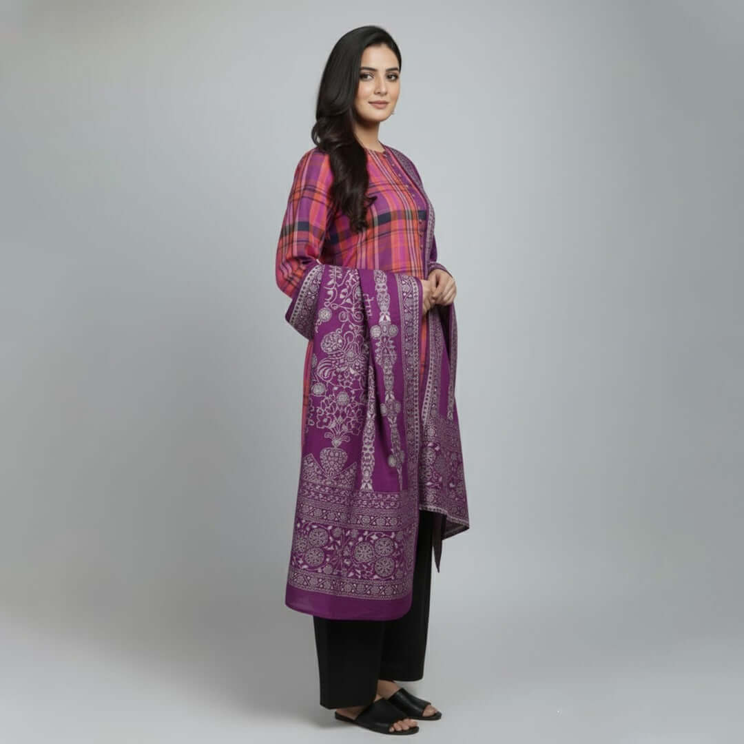 Ethnic Checkered - 3 Piece Festive Suit - Deeno's