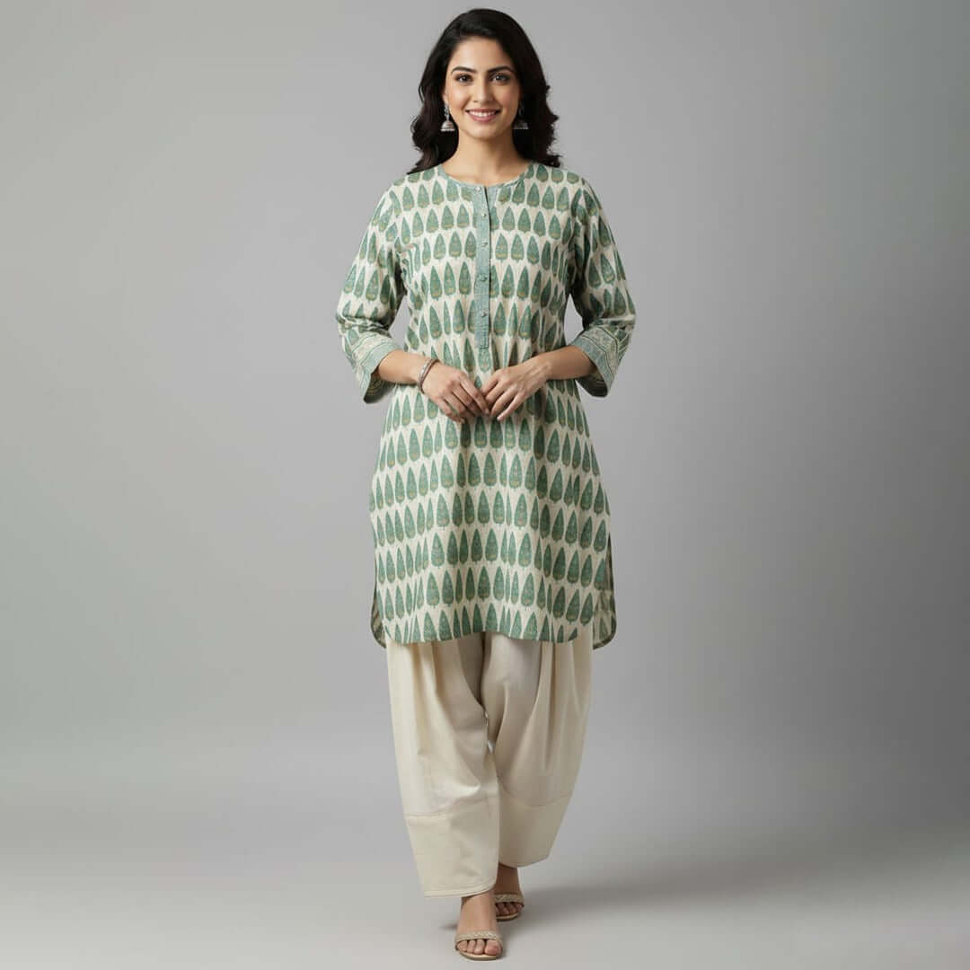 Ivory floral ladies kurta Pakistani - women clothing pk new arrival