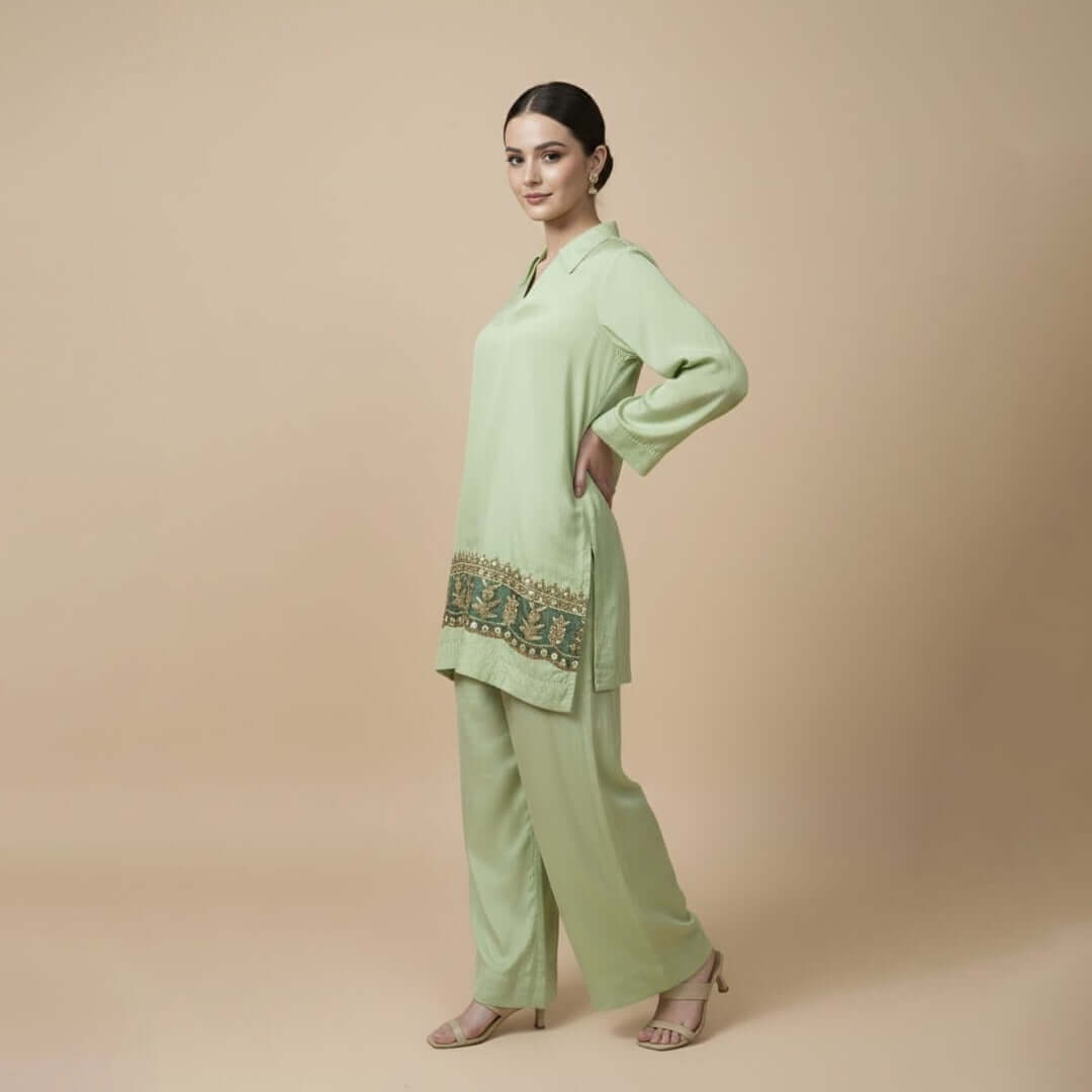 Pine green embroidered ladies kurta Pakistani - women clothing pk