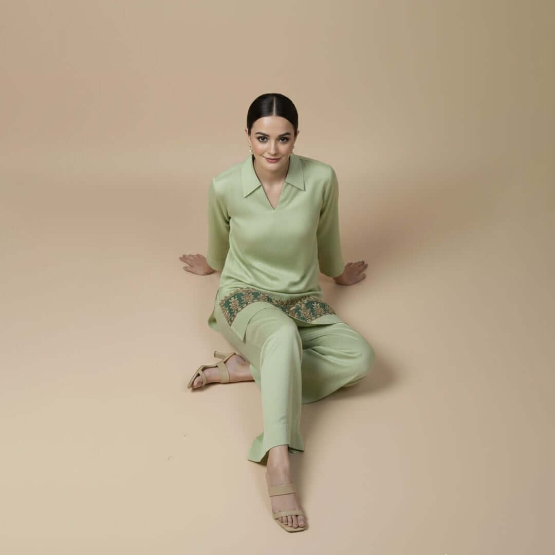 Green Pine - 2-Piece Embroidered Suit - Deeno's